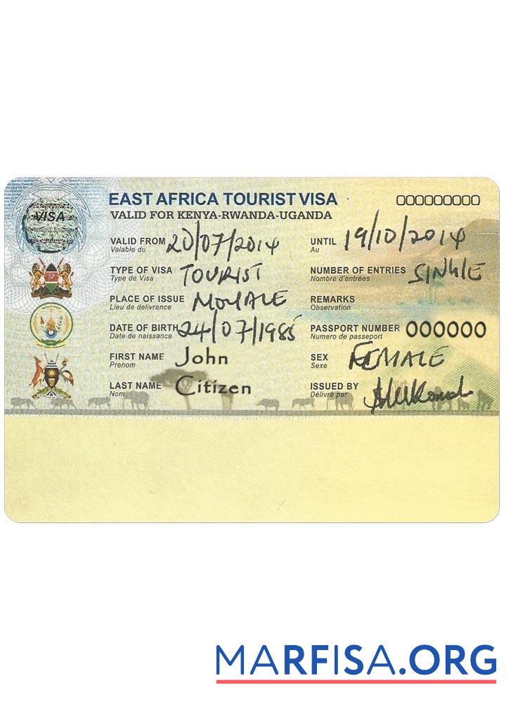 Downloadable East Africa tourist visa template